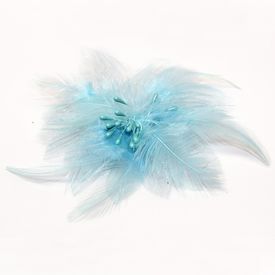 Feathers w Beaded Center Light Blue