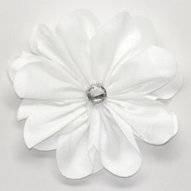 Satin Flower w Stone Center White