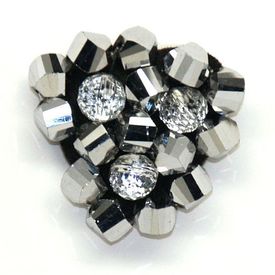 Jeweled Ornament Triangular w Silver & Clear Beads