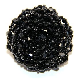 Jeweled Ornament Round w Black Beads