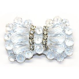 Jeweled Ornament Bow w Clear Beads & Rhinestones