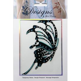 Jeweled Tattoo Ornate Butterfly | Blue & Silver