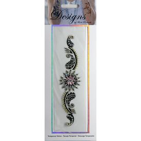 Jeweled Tattoo Long Paisley Flourishes | Pink Gold & Silver