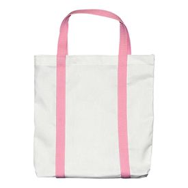 Canvas Breast Cancer Tote w Sticker 13.5x13.5x2in | Pink