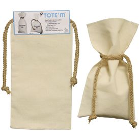 Canvas Gift Bag w Jute Ties 6x11in | Natural