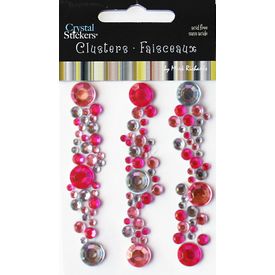 Rhinestone Clusters Round Light Pink, Hot Pink & Clear