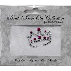 Rhinestone Applique Icon Crown | 1in | Clear & Pink