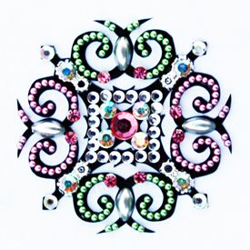 Jewelry Swirl Design Green Pink Pearl Clear