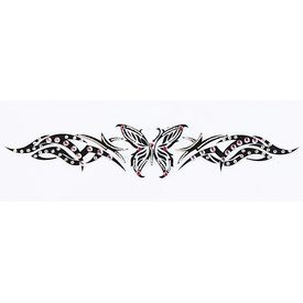 Jewelry Long Strip Black Butterfly w Clear & Ht Pink