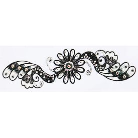Jewelry Long Strip Black Glitter Flower