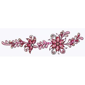Jewelry Long Strip Hot Pink Flower w Leaves