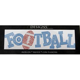 Rhinestone Applique Word Football | 2x7in | Blue