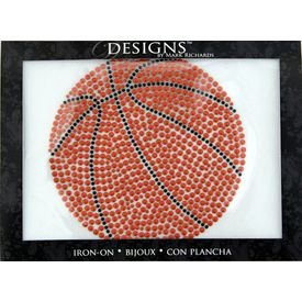 Rhinestone Applique Icon Basketball | 4x4in | Orange & Black