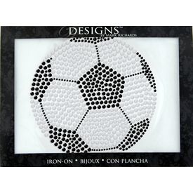 Rhinestone Applique Icon Soccer Ball | 4x4in | Black & White