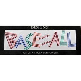 Rhinestone Applique Word Baseball | 2x7in | Multi Color