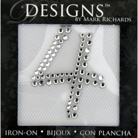 Rhinestone Applique Number 4 | 2in | Clear