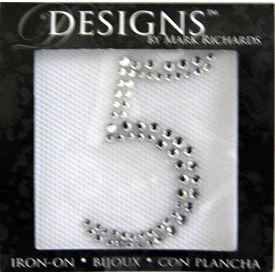 Rhinestone Applique Number 5 | 2in | Clear