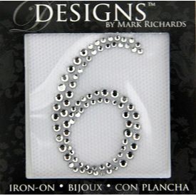 Rhinestone Applique Number 6 | 2in | Clear