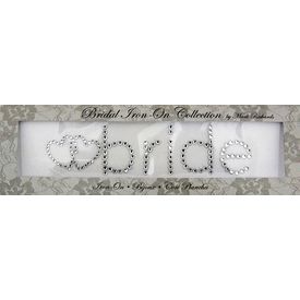 Rhinestone Applique Word Bride with Hearts | 7x1.4in | Clear