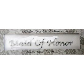 Rhinestone Applique Word Maid of Honor | 2x7in | Clear
