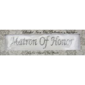 Rhinestone Applique Word Matron of Honor | 7x1.25in | Clear