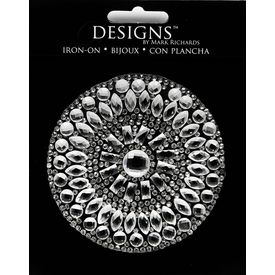 Large Stone Motif Applique Round Clear | 3.5in