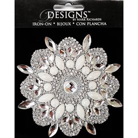 Large Stone Motif Applique Doily w Marquise & Pearls | 3.5in