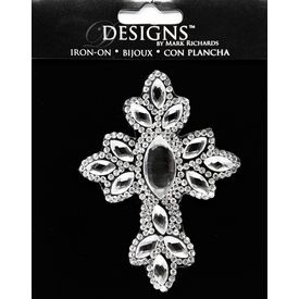 Large Stone Motif Applique Cross w Large Marquise Stones | 3.5in