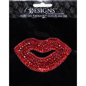 Large Stone Motif Applique Red Lips | 3.5in
