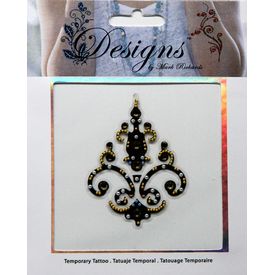 Jeweled Tattoo Fleur de Lis Design | Blue Gold & Silver