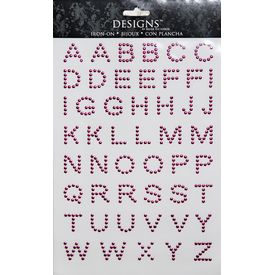 Rhinestud Applique Alphabet Block Uppercase | Pink | 3/4in