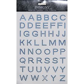 Rhinestud Applique Alphabet Block Uppercase | Turquoise | 3/4in