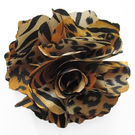 Fluerettes Animal Print Flower Gold & Black & Beige Tiger