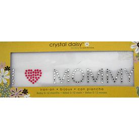 Neon Rhinestone Applique I Love Mommy | Pink & Clear
