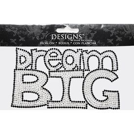 Rhinestone Applique Word Dream Big | 3x6in | Clear & Black