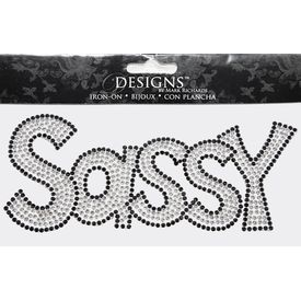 Rhinestone Applique Word Sassy | 3x6in | Clear & Black