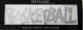 Rhinestone Applique Word Basketball | 2x7in | Clear