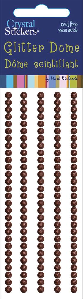 Glitter Domes Stickers 3mm Brown