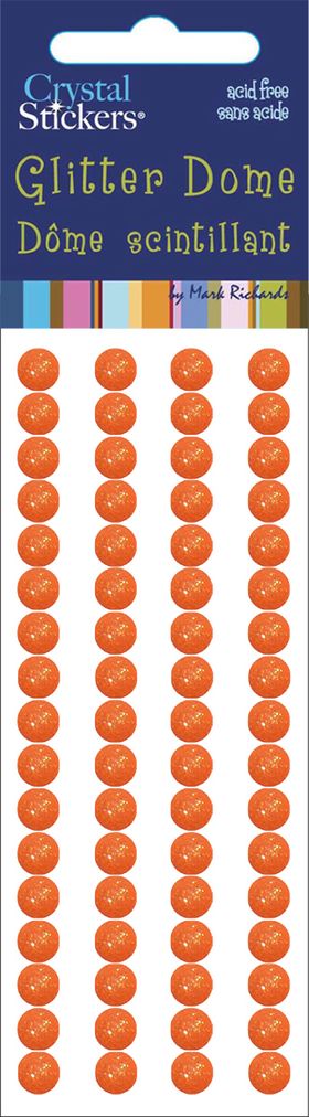 Glitter Domes Stickers 5mm Orange
