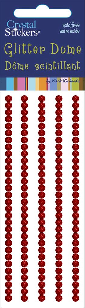 Glitter Domes Stickers 3mm Red