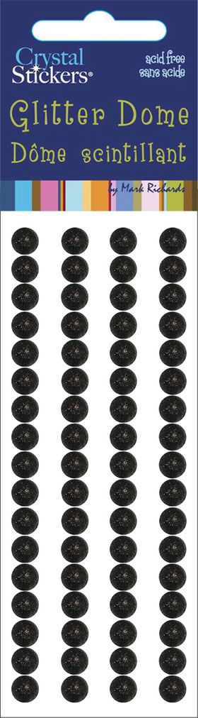 Glitter Domes Stickers 5mm Black