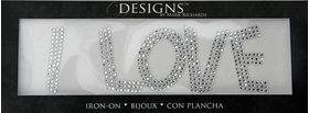 Rhinestone Applique Word I Love | 2x7in | Clear