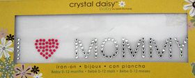 Neon Rhinestone Applique I Love Mommy | Pink & Clear