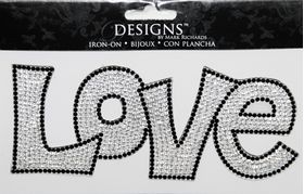 Rhinestone Applique Word Love | 3x6in | Clear & Black