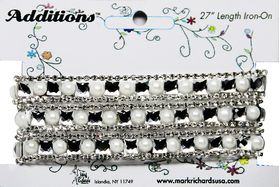 Rhinestone Applique Strip Squares & Pearls | 27in