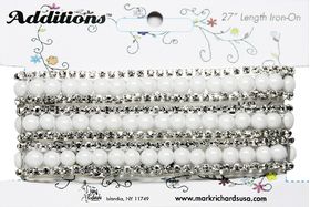 Rhinestone Applique Strip String of Pearls | 27in