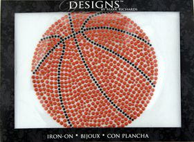 Rhinestone Applique Icon Basketball | 4x4in | Orange & Black