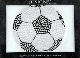 Rhinestone Applique Icon Soccer Ball | 4x4in | Black & White