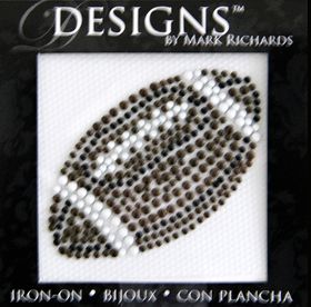 Rhinestone Applique Icon Football | 2x1.25in | Brown White & Black