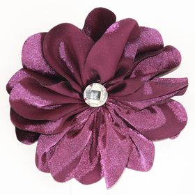 Satin Flower w Stone Center Purple